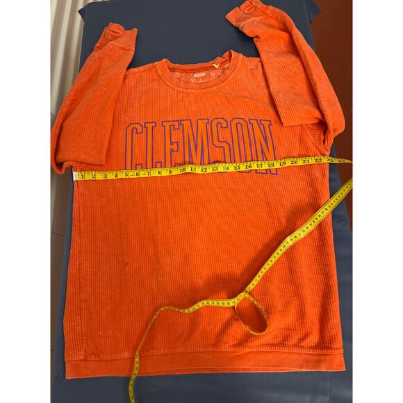 Clemson Tigers Unique Textured‎ Crew Neck Sweatshirt with Thumbholes Medium - Picture 8 of 9